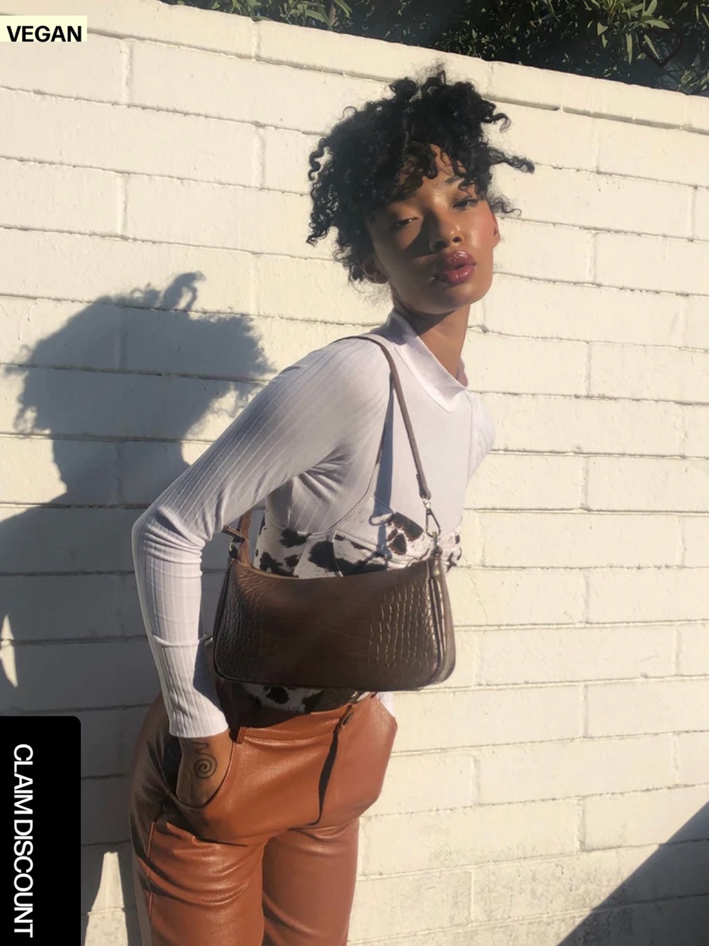 Princess Polly Peta & Jain Piper Brown Croc Purse